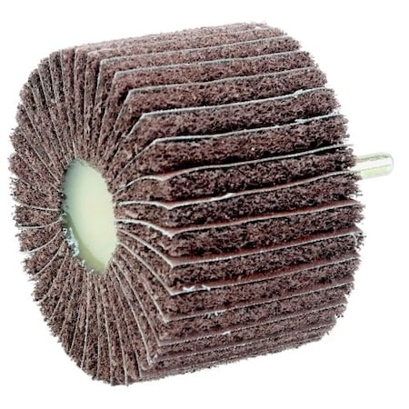 Weiler 3" x 2" Non-Woven Stem-Mounted Interleaf Flap Wheel, 180AO, 1/4" Stem 54510